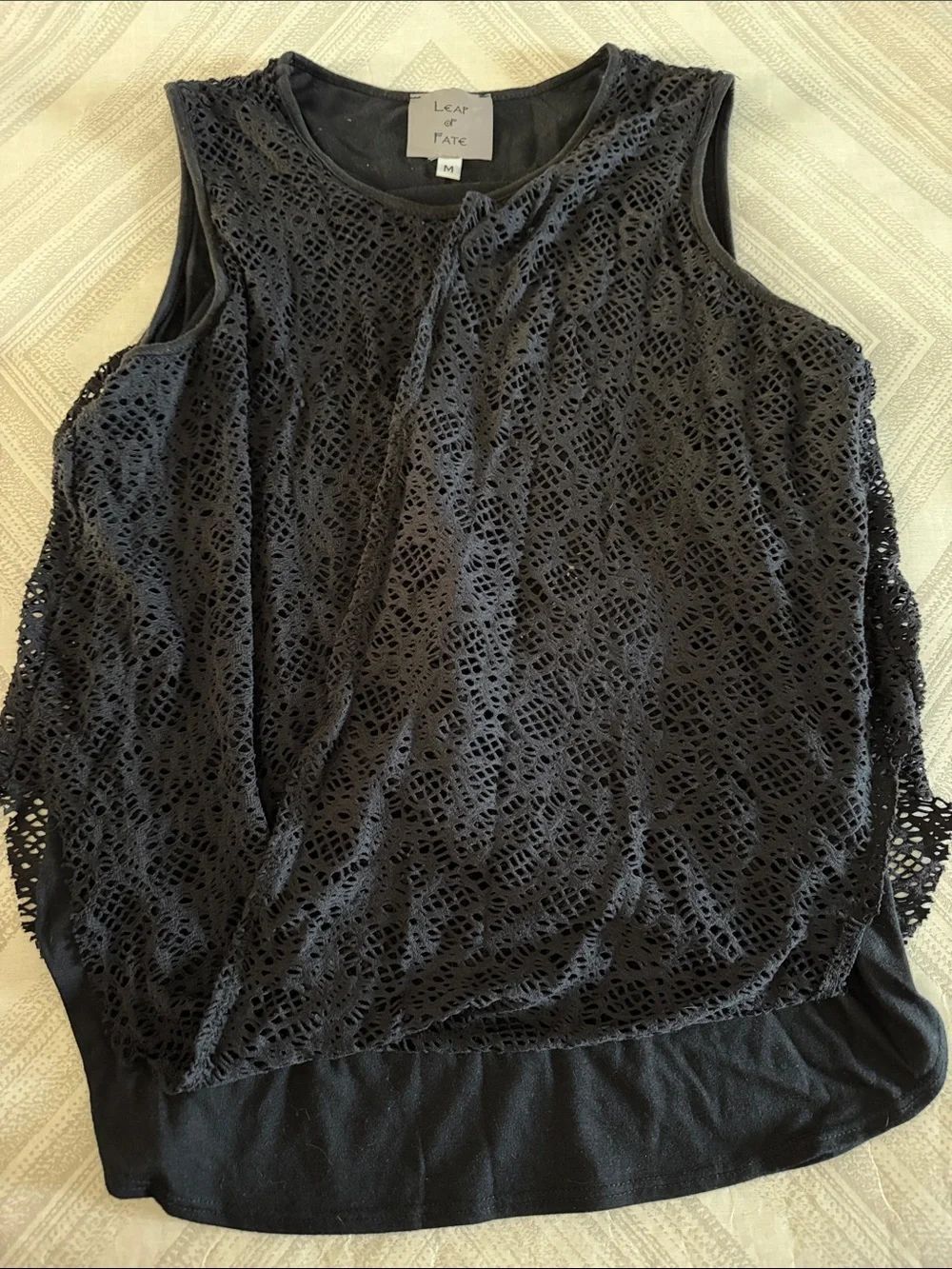 Leap of Faith Black Lace Mesh Overlay Sleeveless Top Size Medium